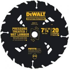 7-1/4" 20T Carbide Pressure Treated/Wet Lumber Circular Saw Blade