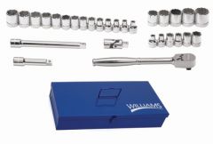 3/8 Drive Socket/Tool Set 12 Point with Tool Box, 29-Piece