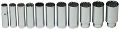 11 Piece 1/2" Drive 12 Point Deep Socket Set 1/2" - 1-1/8"